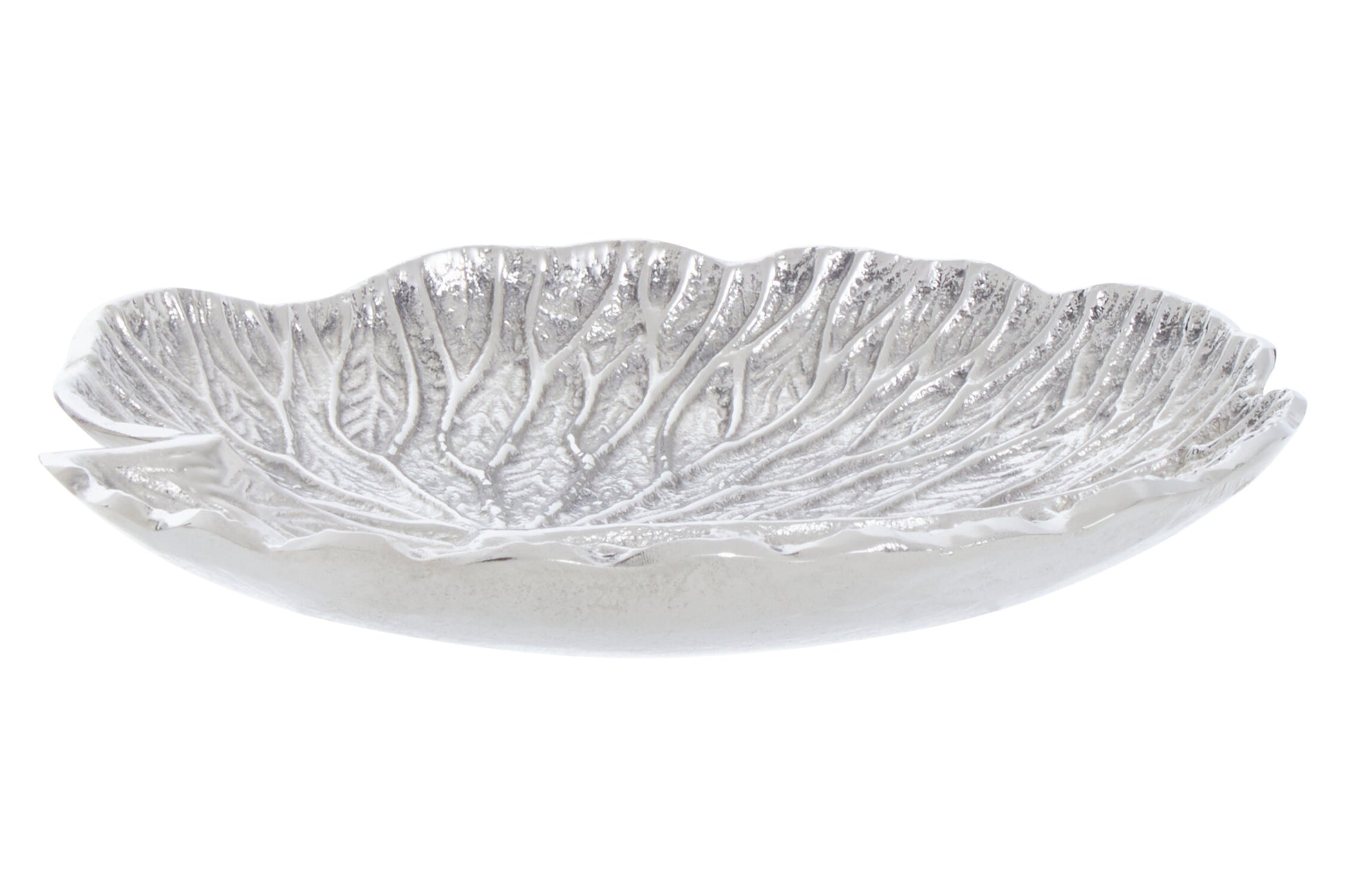 Salma Small Silver Finish Lotus Leaf Plate.