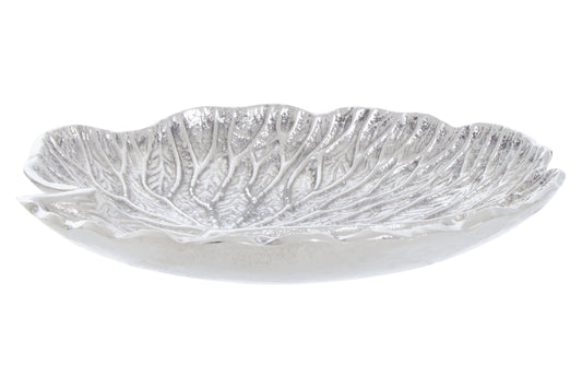 Salma Small Silver Finish Lotus Leaf Plate.