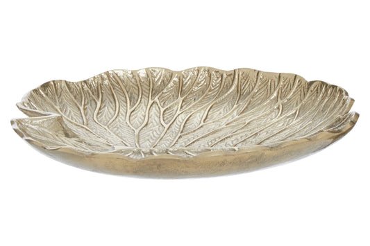 Salma Large Gold Finish Lotus Leaf Plate.