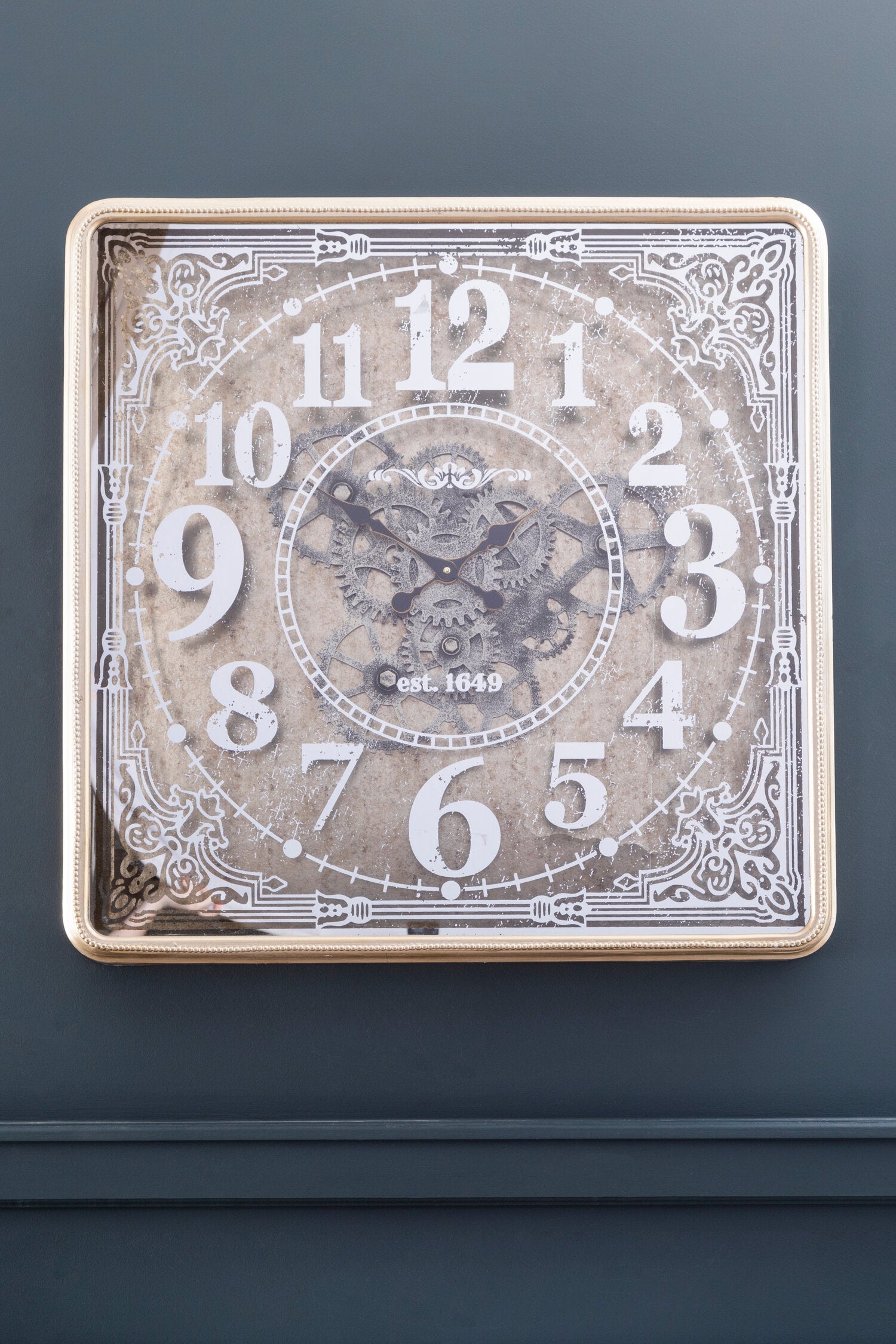 Carlin Antique Gold Square Wall Clock