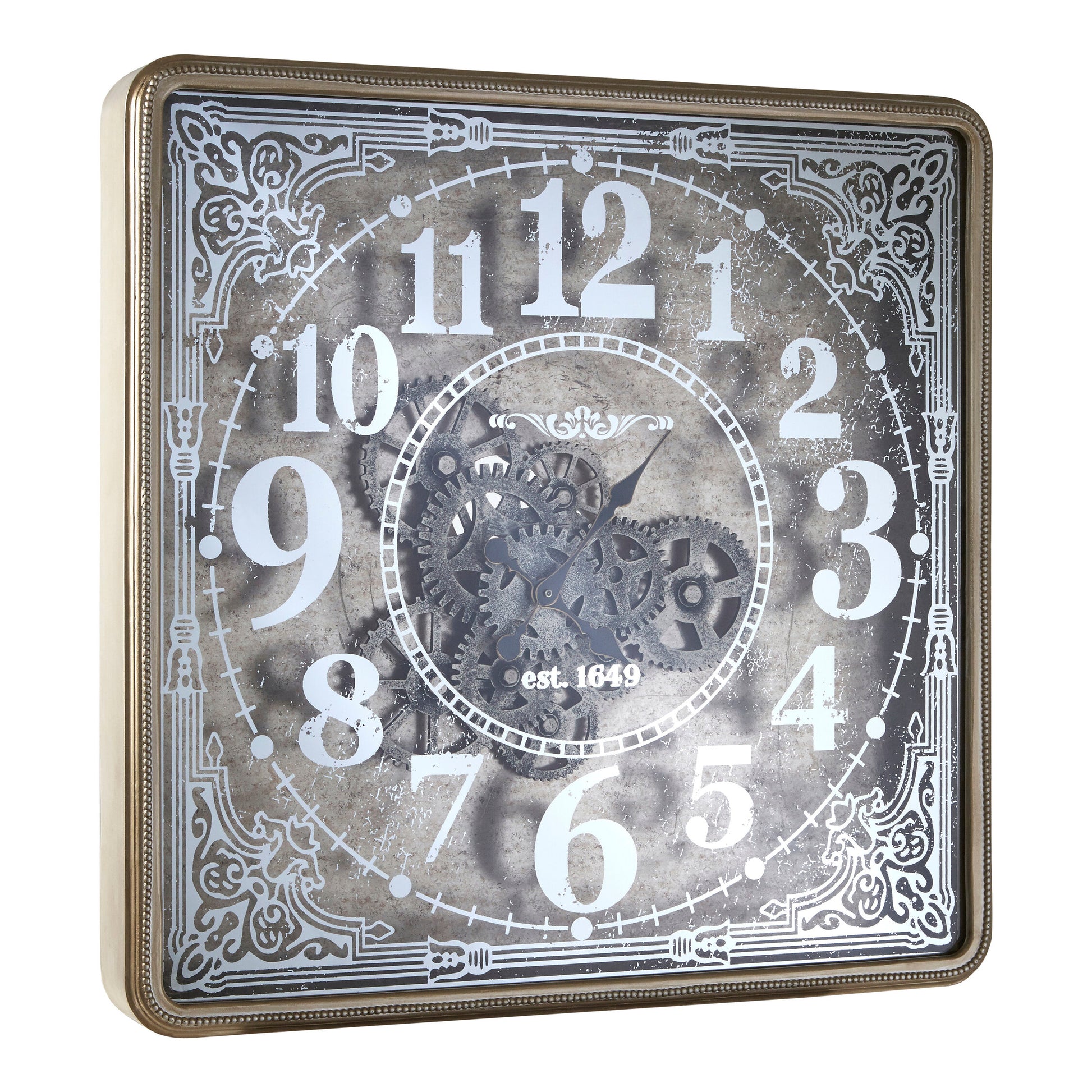Carlin Antique Gold Square Wall Clock