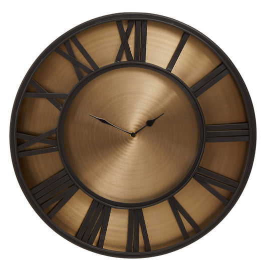 Mateo 51cm Dia Black and Antique Gold Large Wall Clock