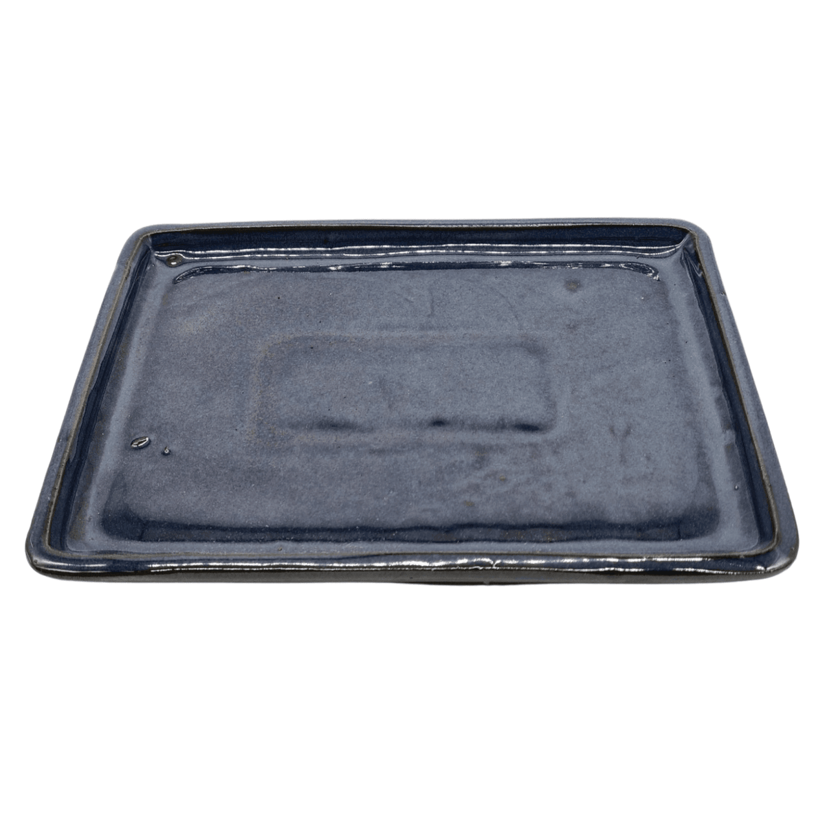 24cm Glazed Bonsai Pot Drip Tray | Rectangle | Blue | Luxury Home Accessories | Heulog Glow