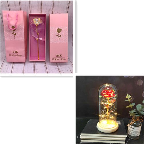 24K Luminous Color Gold Rose Flower Set | Luxury Home Accessories | Heulog Glow