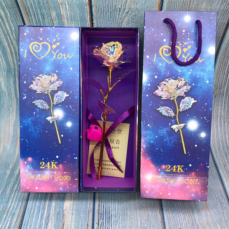 24K Luminous Color Gold Rose Flower Set | Luxury Home Accessories | Heulog Glow