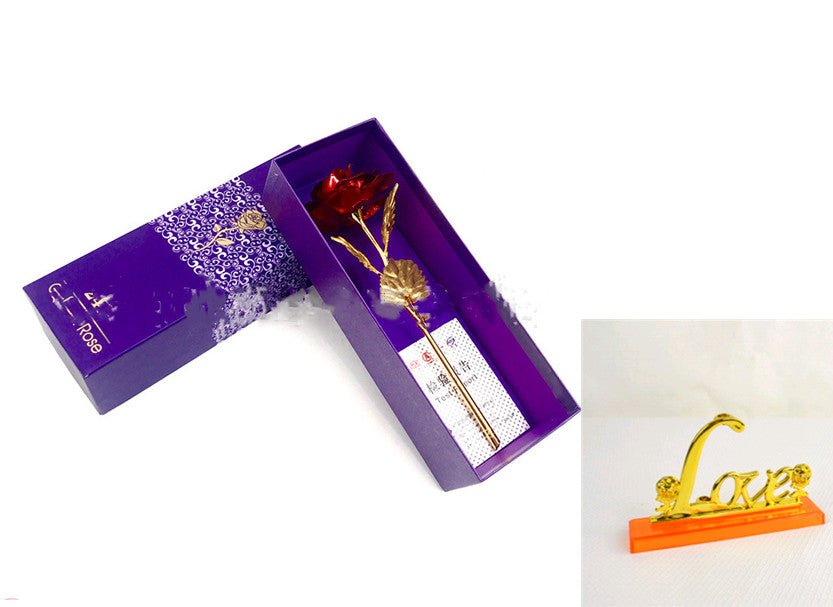 24K Luminous Color Gold Rose Flower Set | Luxury Home Accessories | Heulog Glow