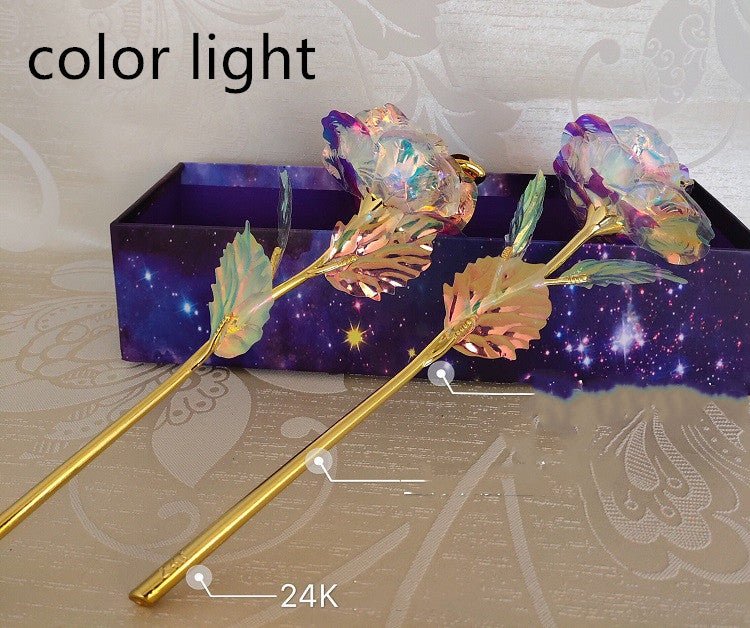 24K Luminous Color Gold Rose Flower Set | Luxury Home Accessories | Heulog Glow