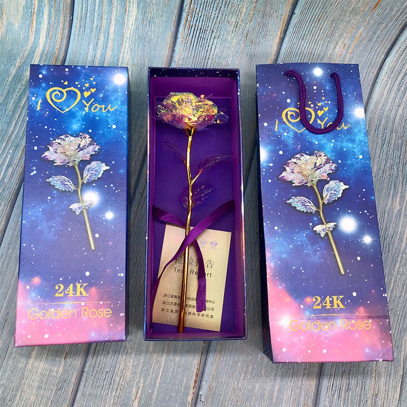 24K Luminous Color Gold Rose Flower Set | Luxury Home Accessories | Heulog Glow