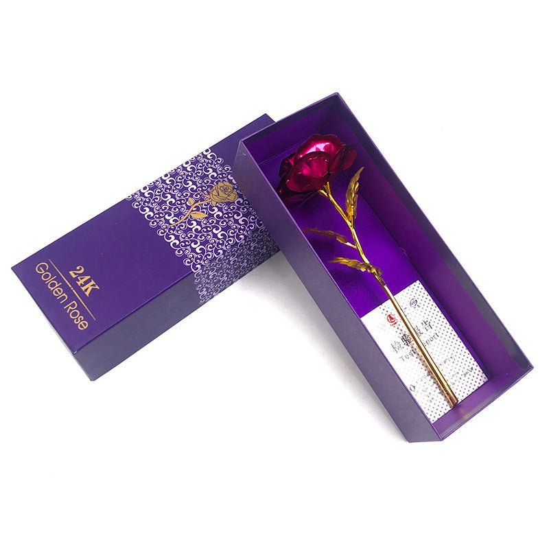 24K Luminous Color Gold Rose Flower Set | Luxury Home Accessories | Heulog Glow