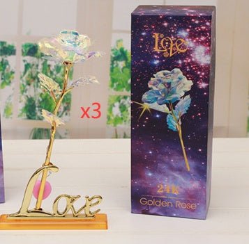 24K Luminous Color Gold Rose Flower Set | Luxury Home Accessories | Heulog Glow