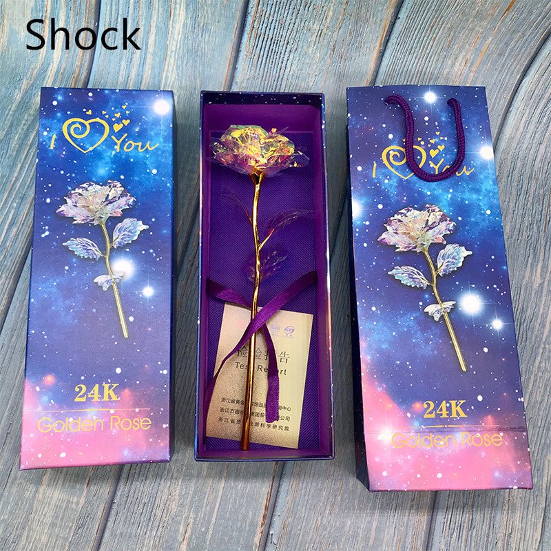 24K Luminous Color Gold Rose Flower Set | Luxury Home Accessories | Heulog Glow