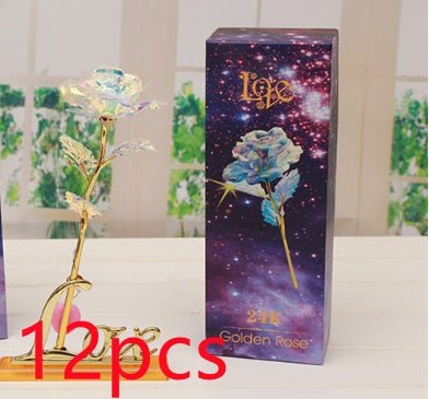 24K Luminous Color Gold Rose Flower Set | Luxury Home Accessories | Heulog Glow