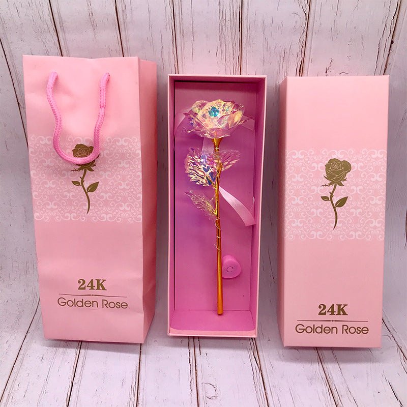 24K Luminous Color Gold Rose Flower Set | Luxury Home Accessories | Heulog Glow