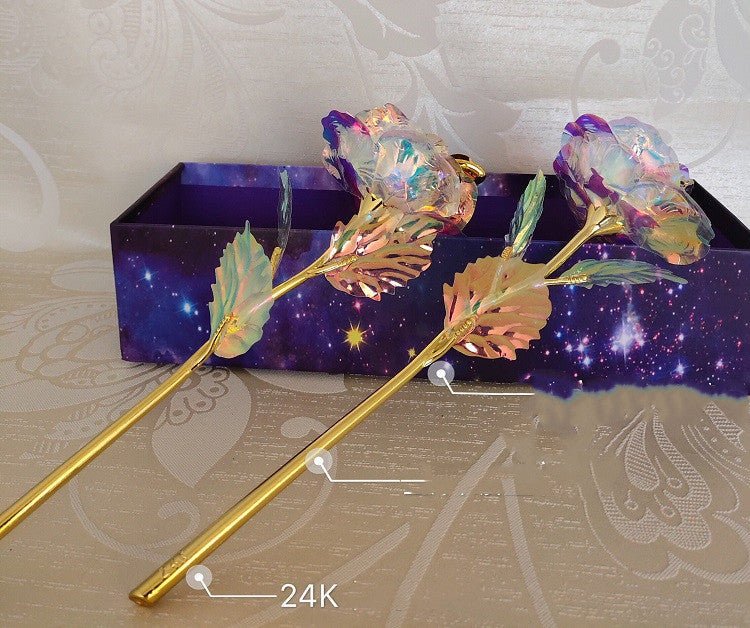 24K Luminous Color Gold Rose Flower Set | Luxury Home Accessories | Heulog Glow