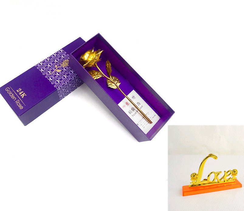 24K Luminous Color Gold Rose Flower Set | Luxury Home Accessories | Heulog Glow