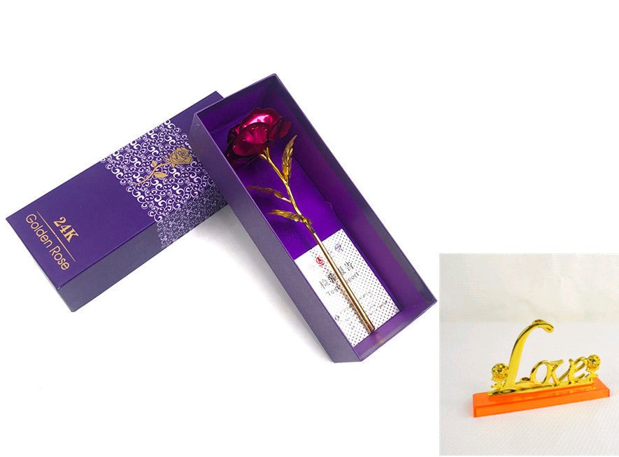 24K Luminous Color Gold Rose Flower Set | Luxury Home Accessories | Heulog Glow