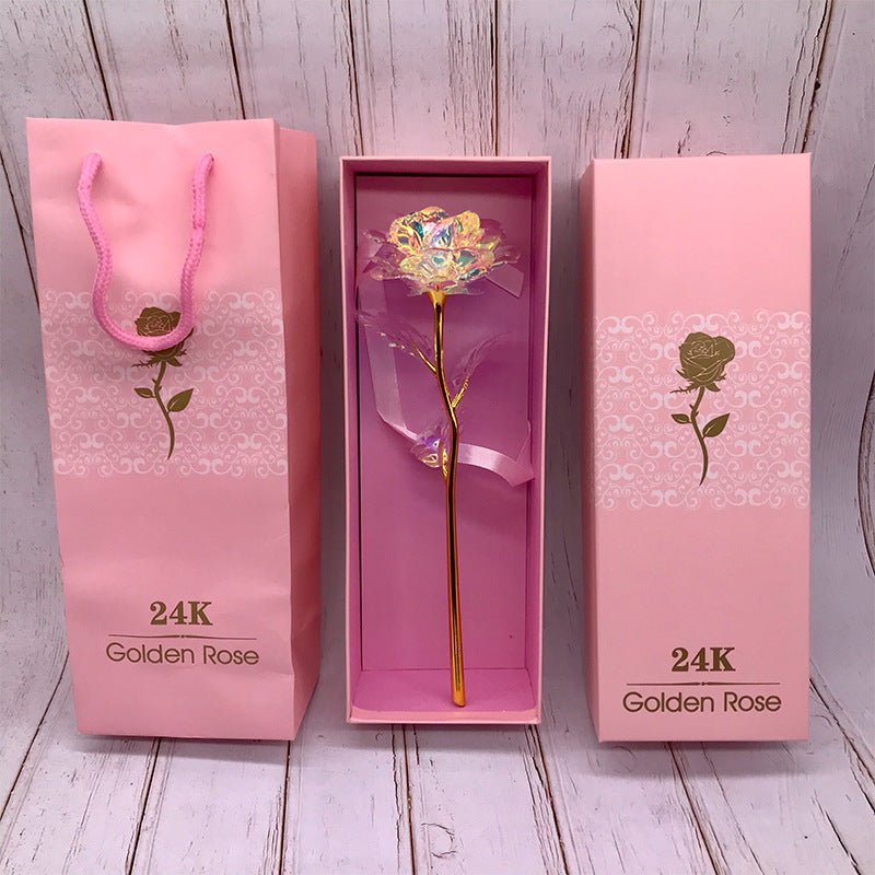 24K Luminous Color Gold Rose Flower Set | Luxury Home Accessories | Heulog Glow