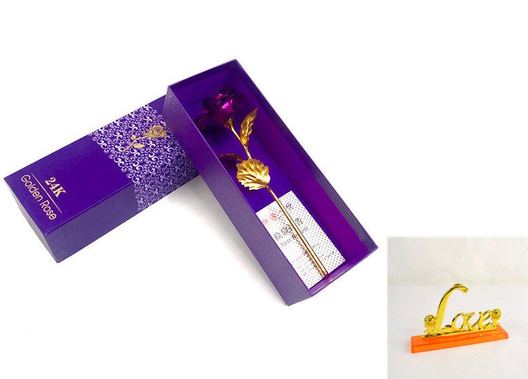 24K Luminous Color Gold Rose Flower Set | Luxury Home Accessories | Heulog Glow