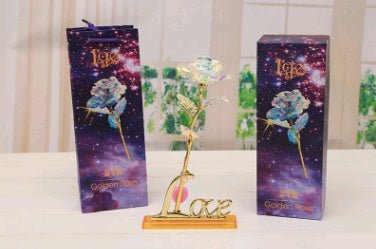 24K Luminous Color Gold Rose Flower Set | Luxury Home Accessories | Heulog Glow