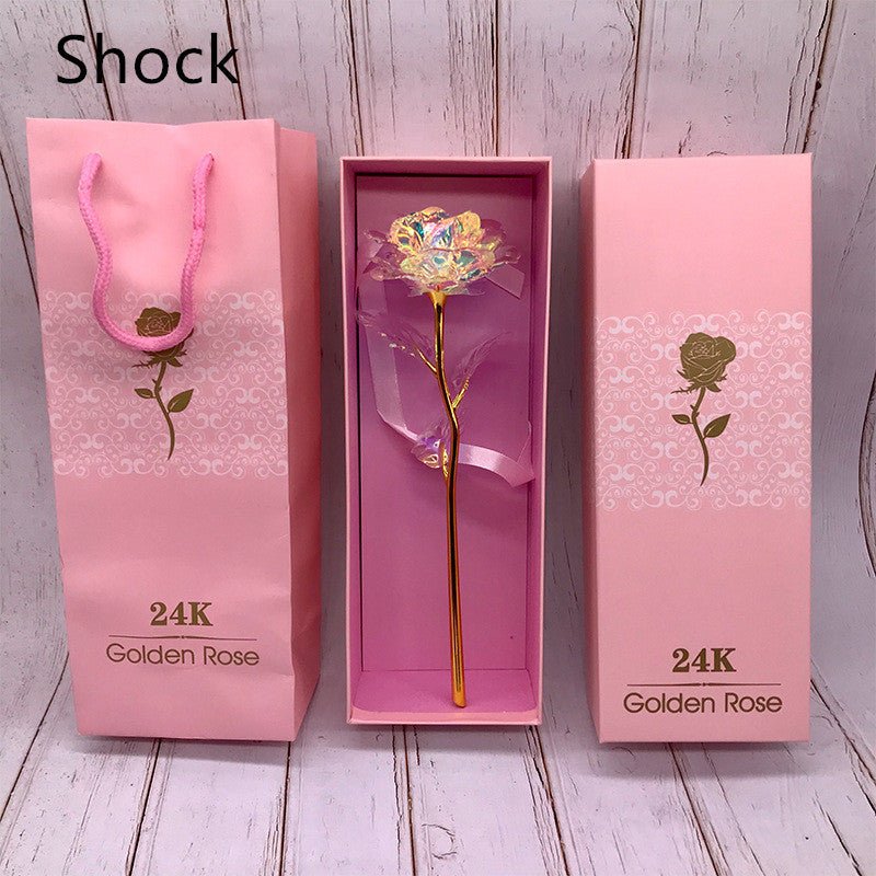 24K Luminous Color Gold Rose Flower Set | Luxury Home Accessories | Heulog Glow