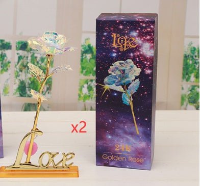24K Luminous Color Gold Rose Flower Set | Luxury Home Accessories | Heulog Glow