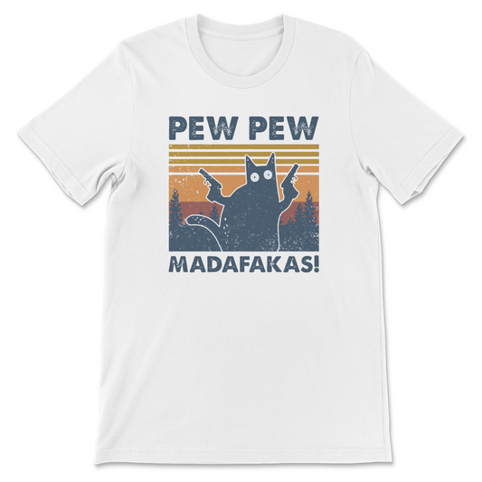 Pew Pew Cat Madafakas Retro Tee
