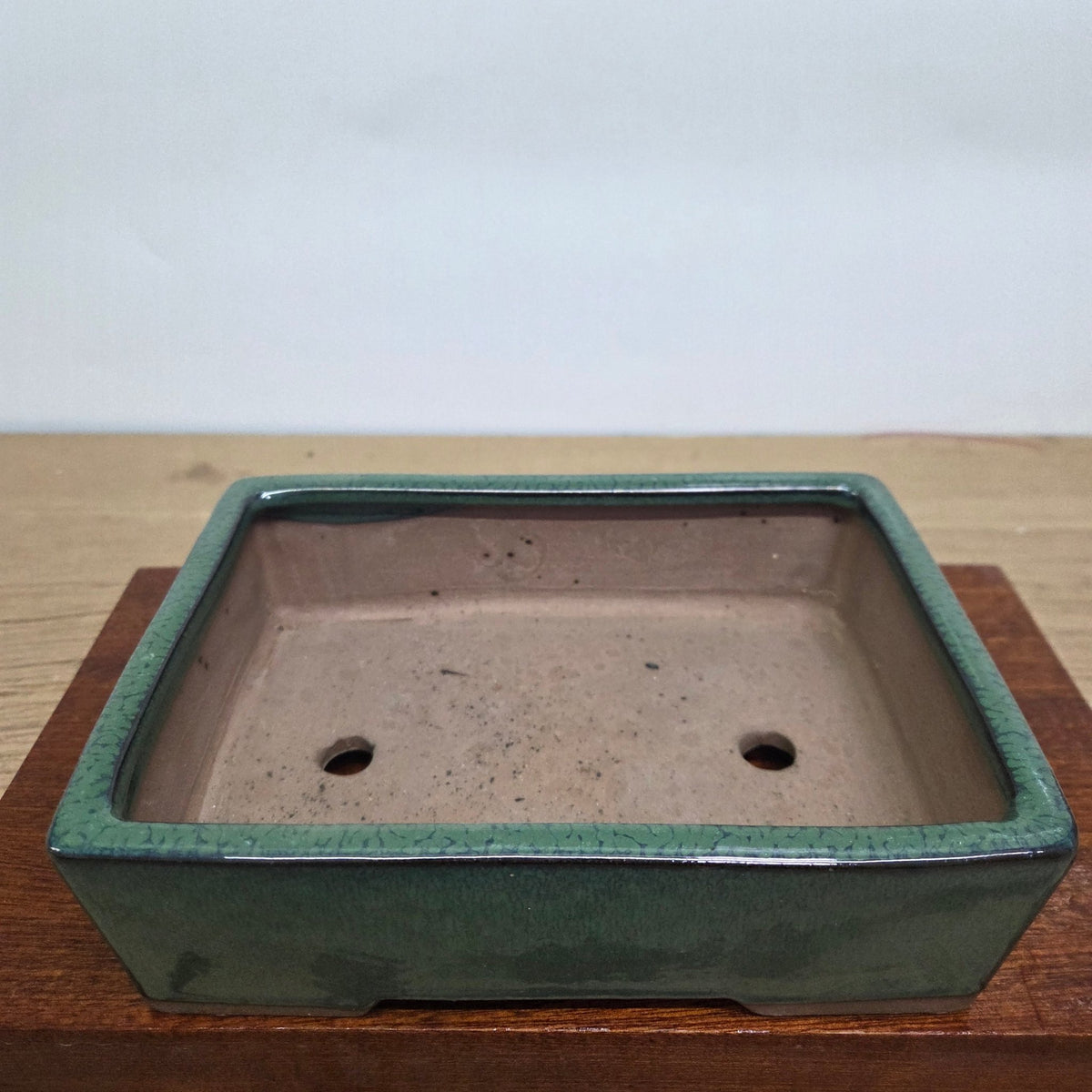 25cm Glazed Bonsai Pot | Rectangle | 25cm x 18cm x 9cm | Dark Green | Luxury Home Accessories | Heulog Glow