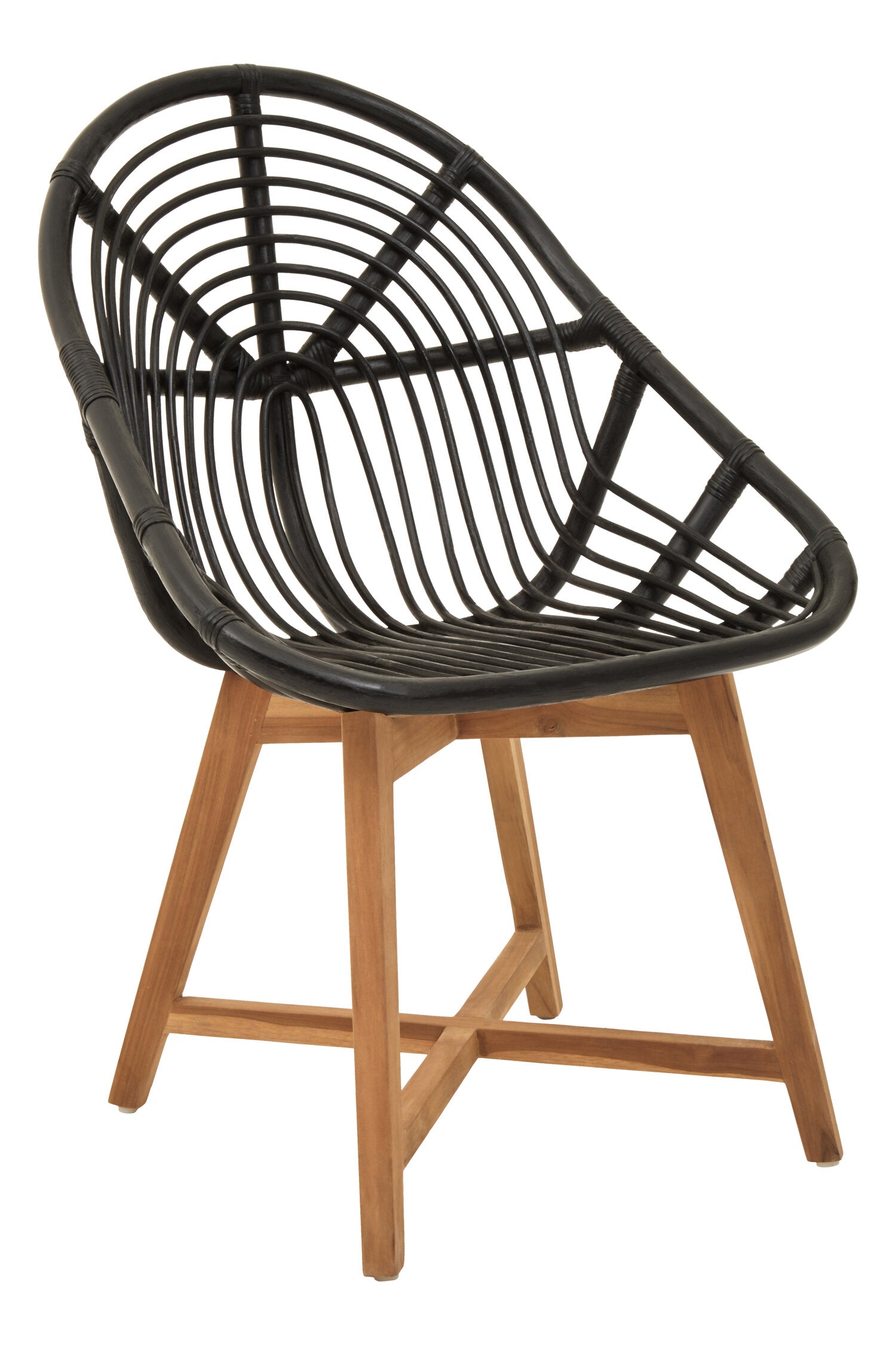 Manado Black Natural Rattan And Teak Chair
