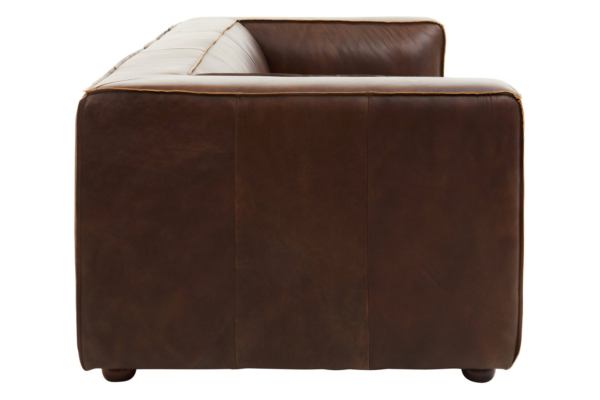 King Three Seater Antique Brown Leather Sofa
