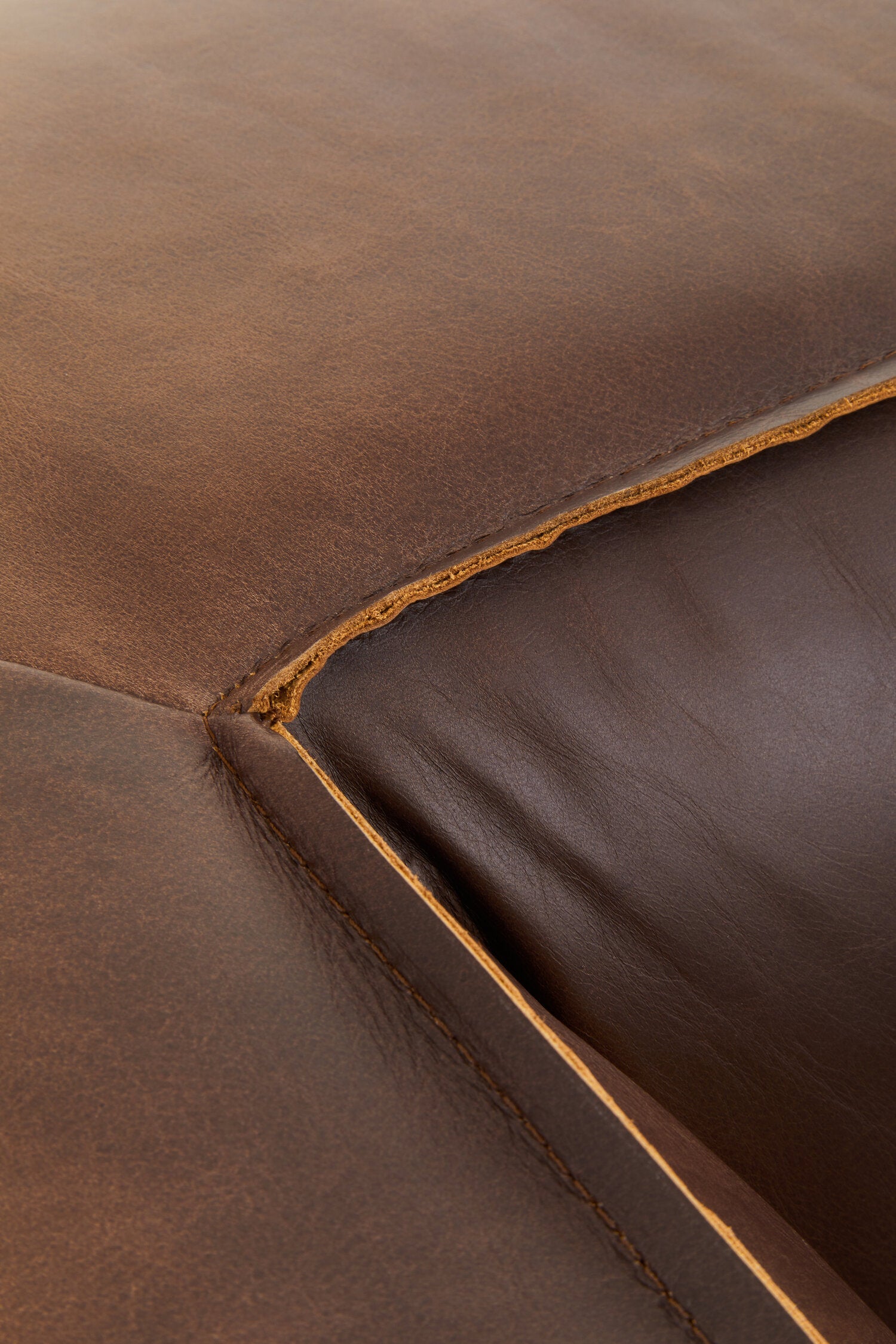 King Three Seater Antique Brown Leather Sofa