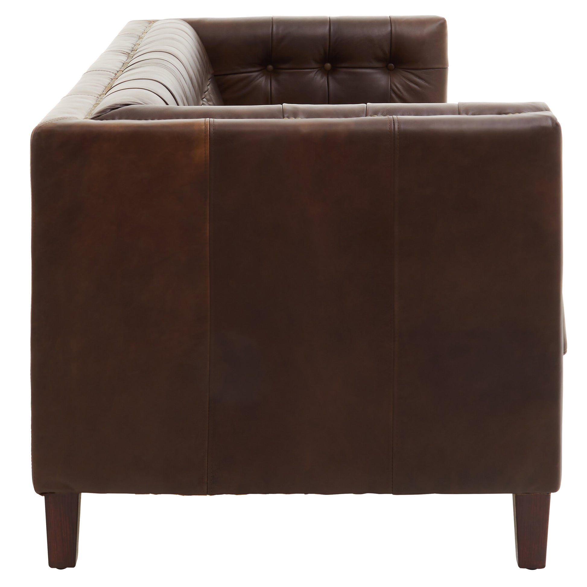 King Three Seater Dark Brown Leather Modern Chesterfield Sofa