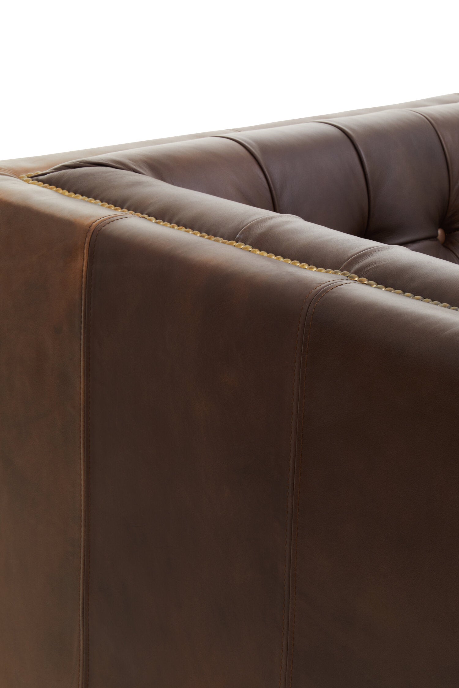 King Three Seater Dark Brown Leather Modern Chesterfield Sofa