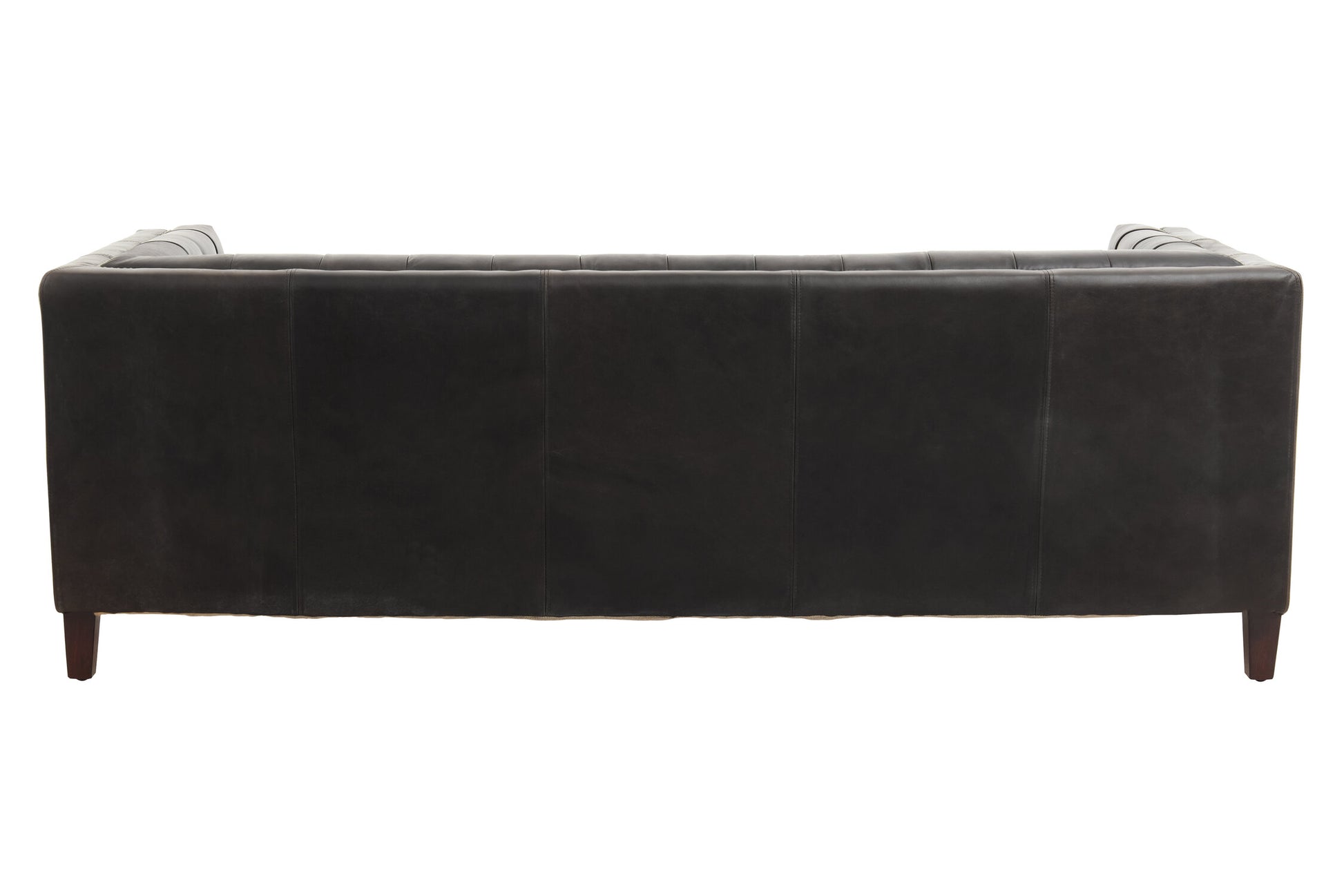 King Three Seater Modern Chesterfield Black Leather Sofa