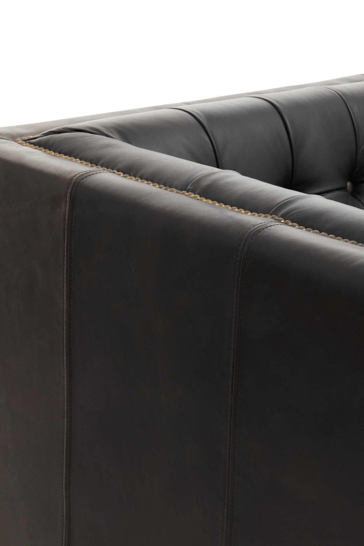 King Three Seater Modern Chesterfield Black Leather Sofa