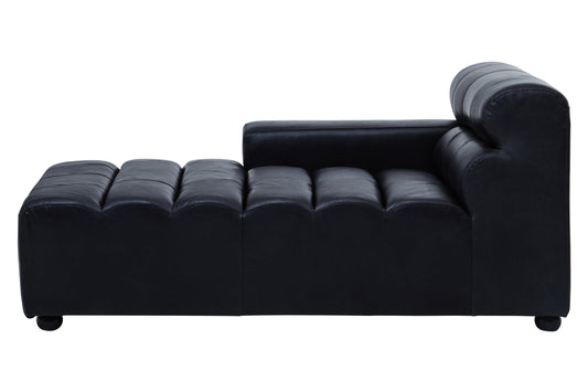 King Antique Black Left Arm Leather Modular Chaise Sofa