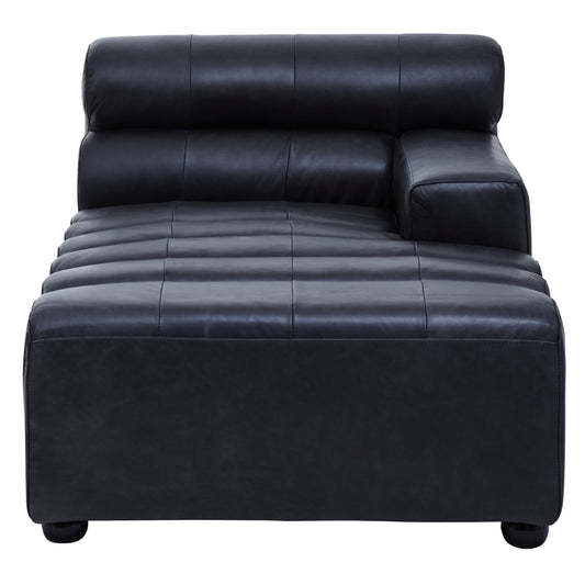 King Antique Black Right Arm Leather Modular Chaise Sofa