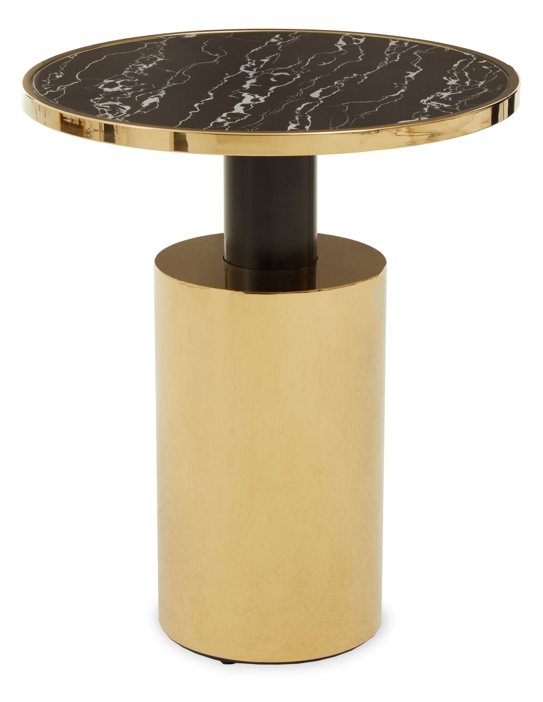 Oria Black Marble Effect Top and Gold Base Side Table