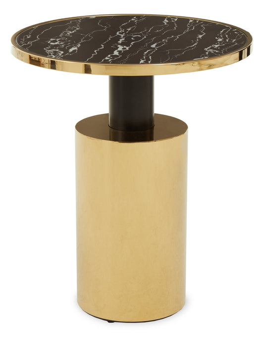Oria Black Marble Effect Top and Gold Base Side Table
