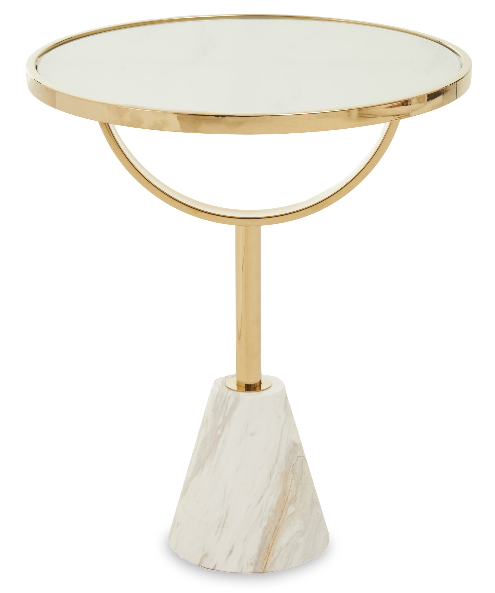 Oria White Glass and Marble Base Side Table