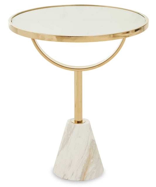 Oria White Glass and Marble Base Side Table