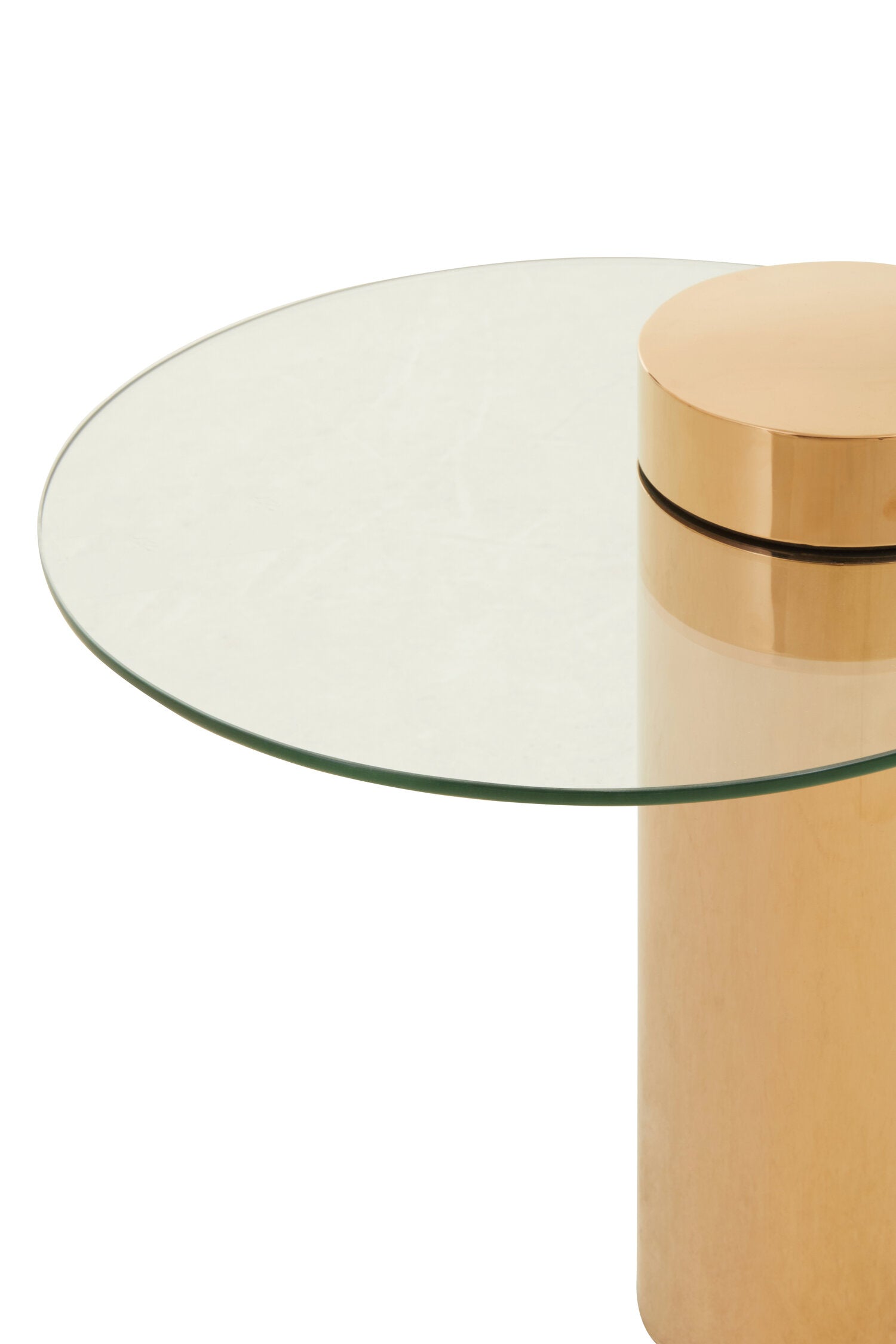 Oria Clear Glass Rose Gold Base Side Table