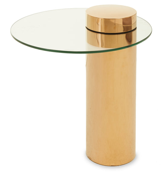 Oria Clear Glass Rose Gold Base Side Table