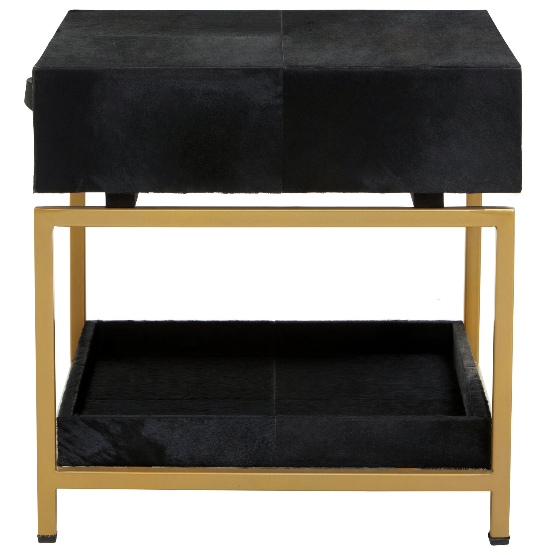 Kensington Townhouse Gold and Black Hair On Leather Side Table
