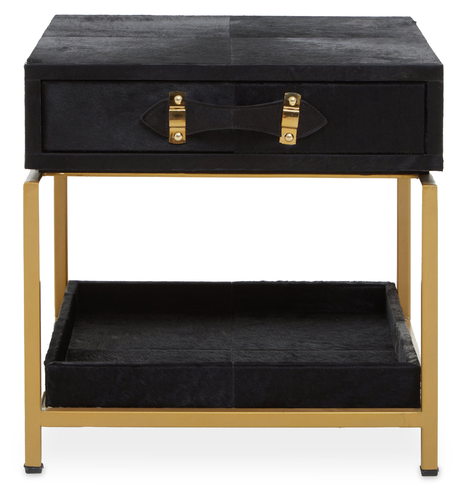 Kensington Townhouse Gold and Black Hair On Leather Side Table