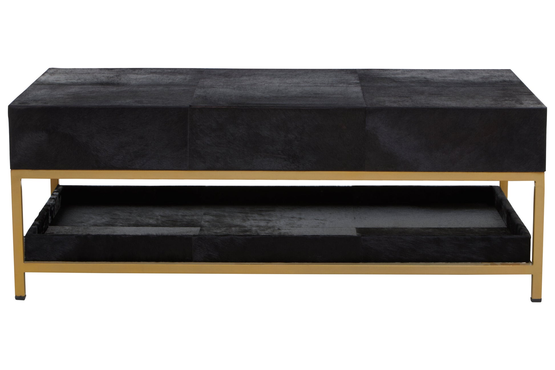 Kensington Townhouse Gold and Black Hair On Leather Coffee Table