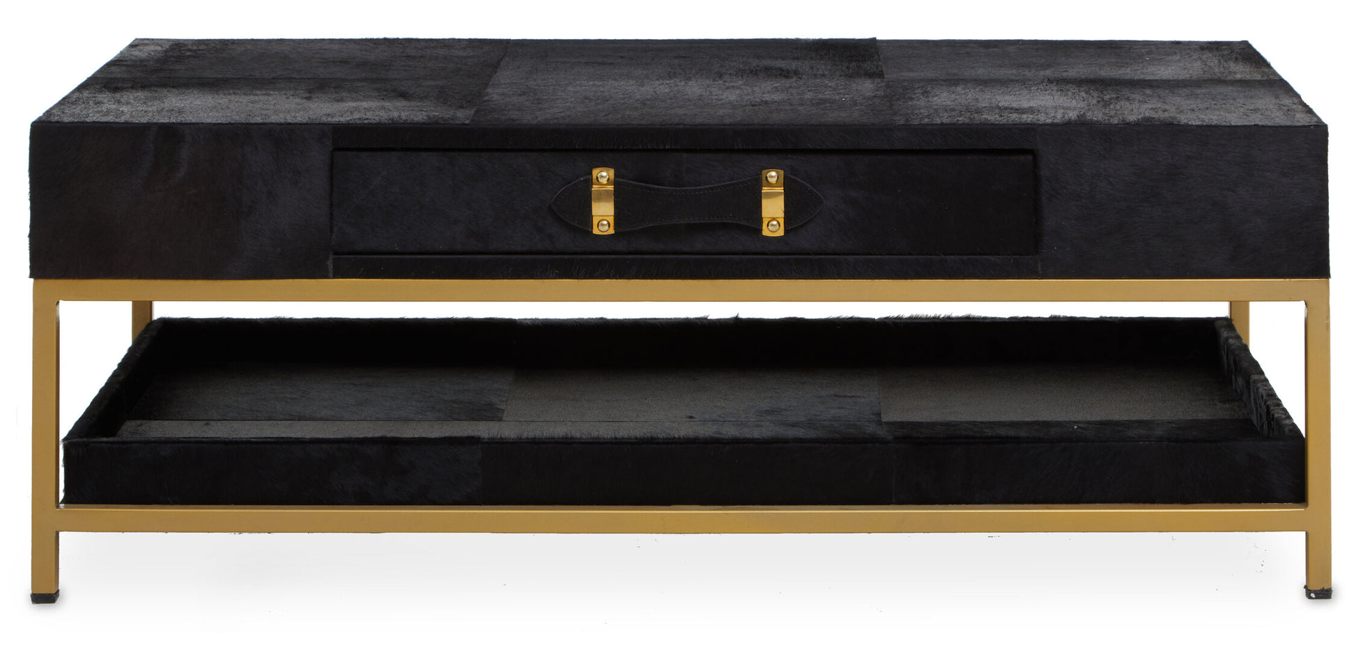 Kensington Townhouse Gold and Black Hair On Leather Coffee Table