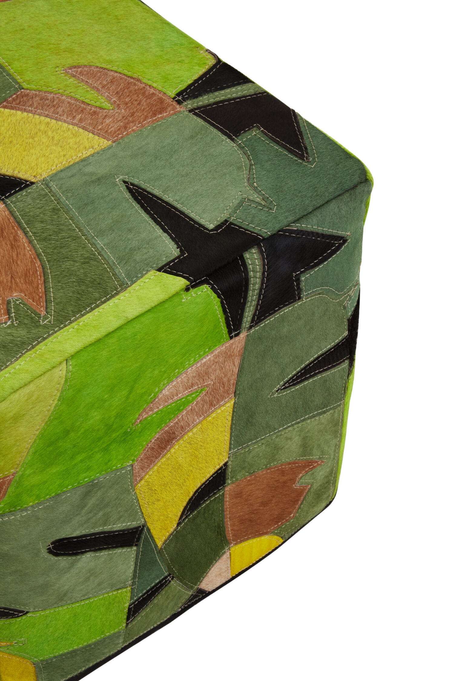 Safira Botanical Leather Pouffe