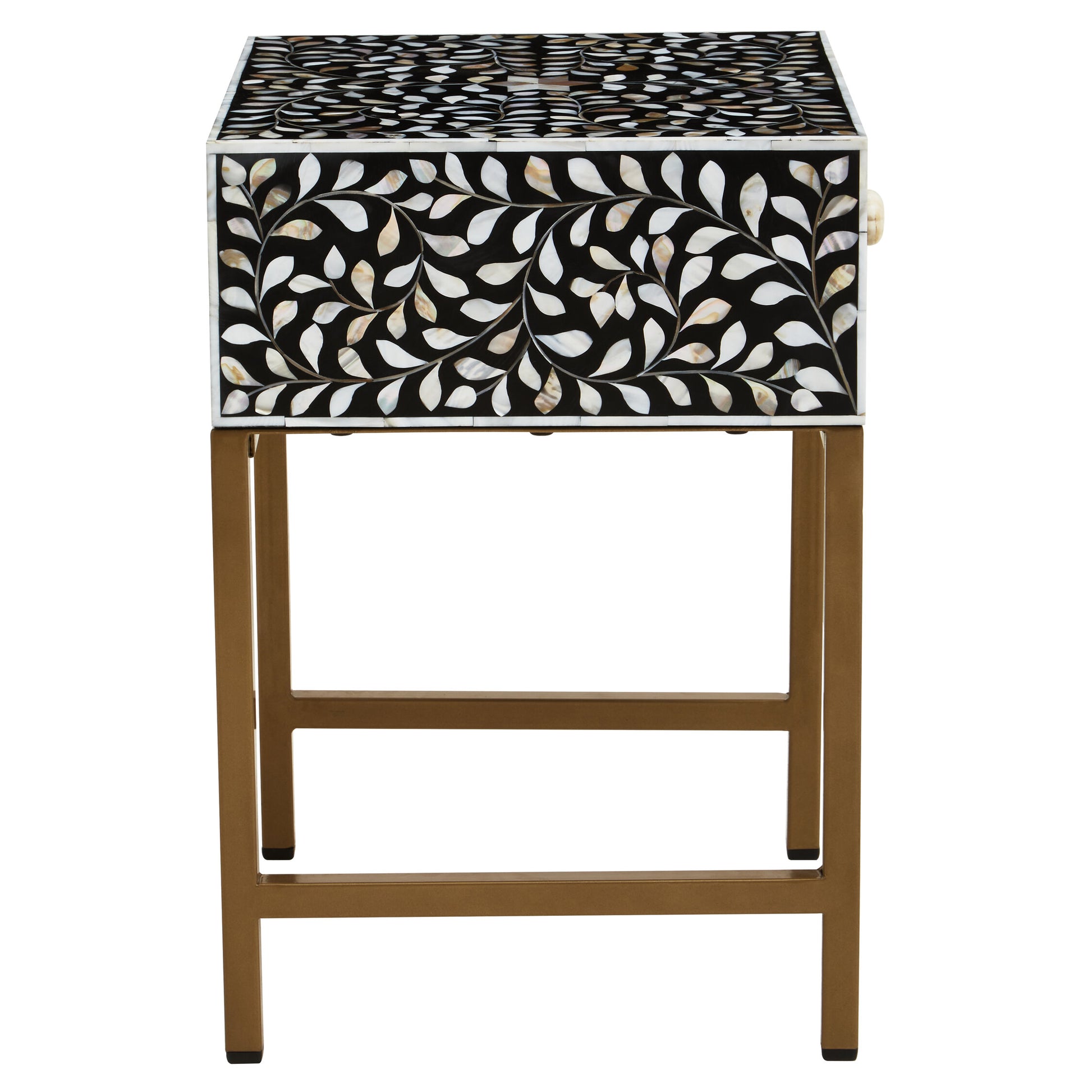 Fusion 1 Drawer Side Table with Bone Inlay