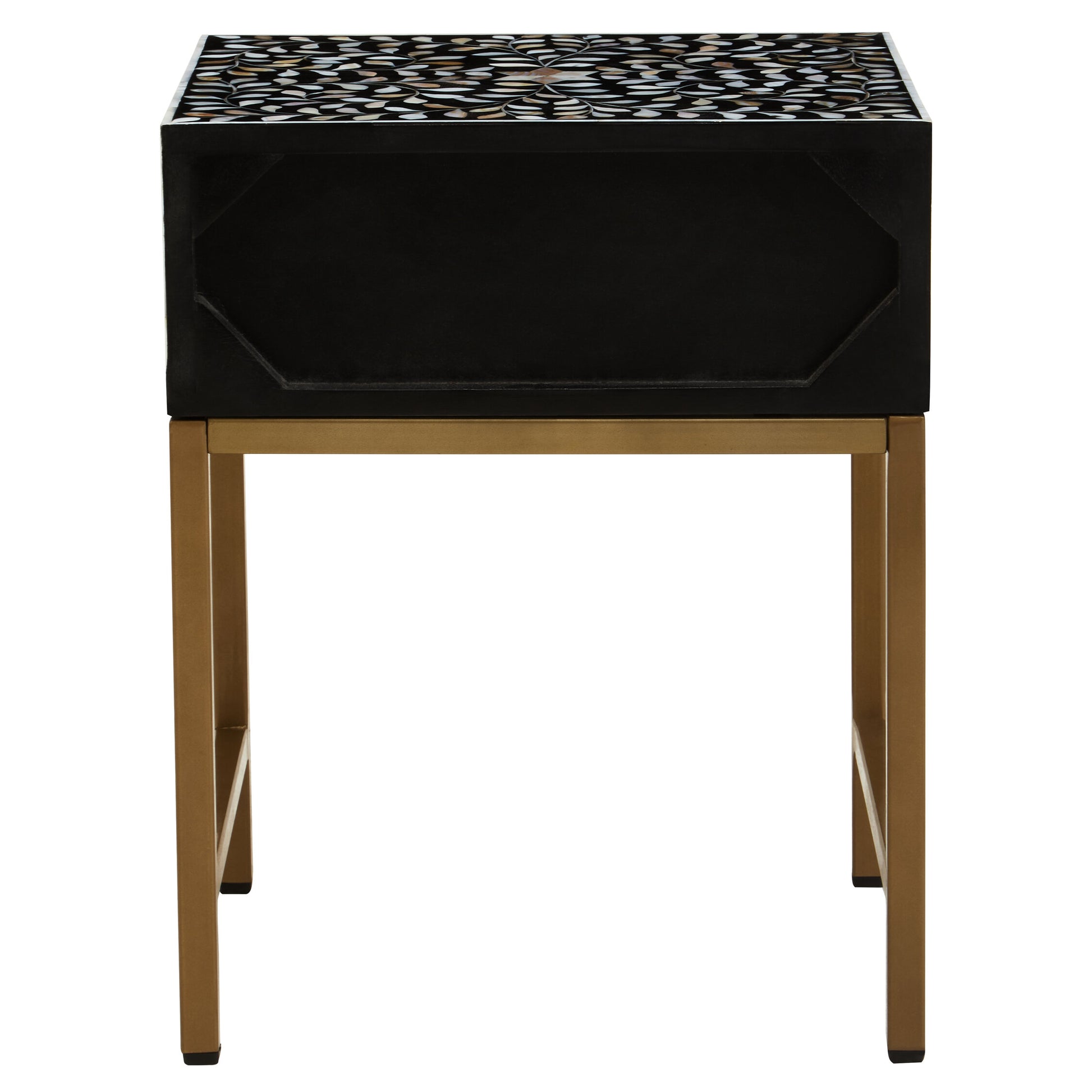 Fusion 1 Drawer Side Table with Bone Inlay