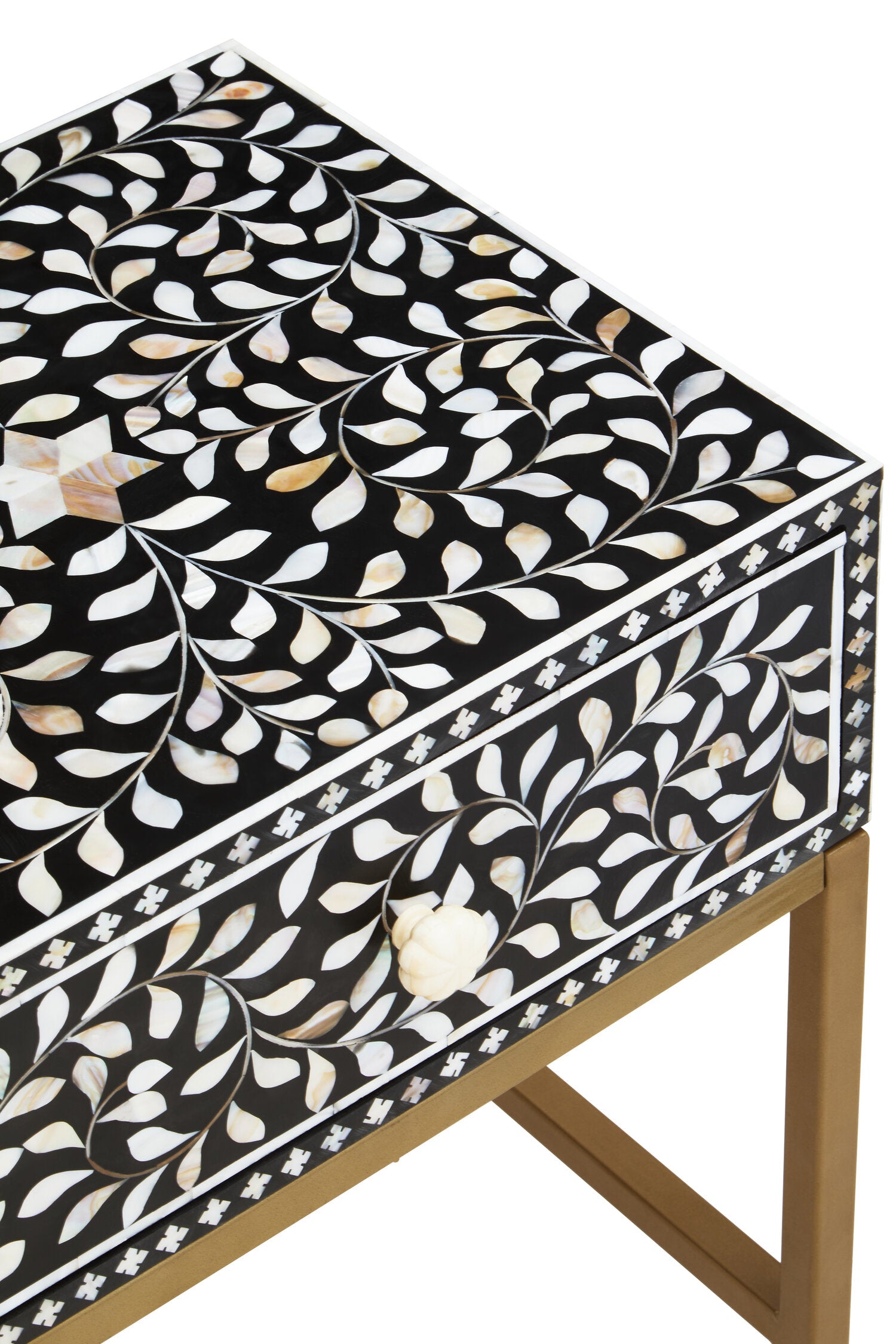 Fusion 1 Drawer Side Table with Bone Inlay
